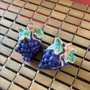 Grape Shaped Ceramic Salt and Pepper Shakers